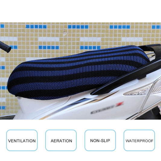 Waterproof Motorcycle Sun Protection Heat Insulation Seat Cover Prevent Bask In Seat Scooter Cushion Protect, Size: L, Length: 70-77cm; Width: 40-50cm(Black Blue) - Seat Covers by buy2fix | Online Shopping UK | buy2fix