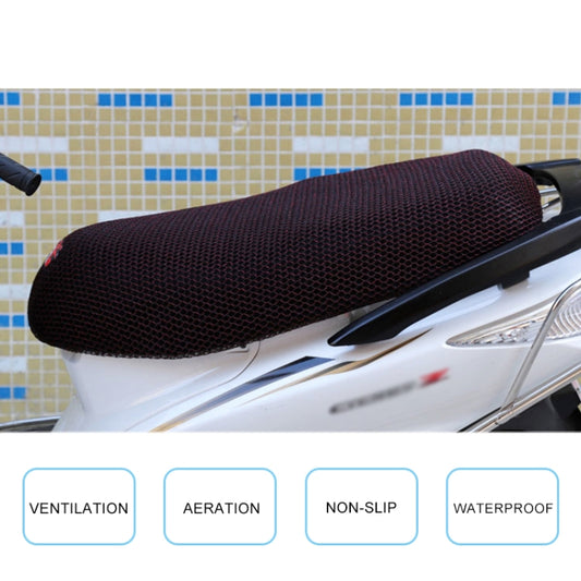 Waterproof Motorcycle Sun Protection Heat Insulation Seat Cover Prevent Bask In Seat Scooter Cushion Protect, Size: L, Length: 70-77cm; Width: 40-50cm(Black Red) - Seat Covers by buy2fix | Online Shopping UK | buy2fix