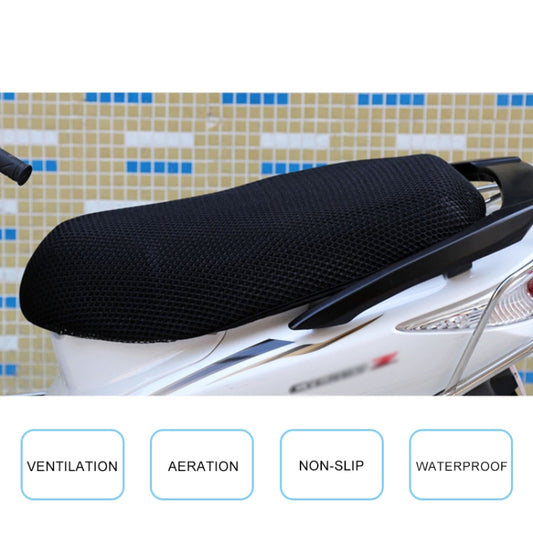 Waterproof Motorcycle Sun Protection Heat Insulation Seat Cover Prevent Bask In Seat Scooter Cushion Protect, Size: L, Length: 70-77cm; Width: 40-50cm(Black) - Seat Covers by buy2fix | Online Shopping UK | buy2fix