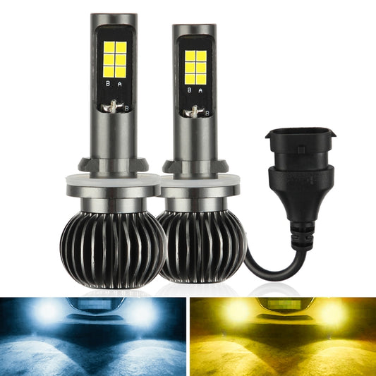 2 PCS EV15 880 / 881 DC9-32V / 6W / IP67 Car LED Double Color Fog Light, Cold White Light  + Amber Light - Fog / Driving Lights by buy2fix | Online Shopping UK | buy2fix
