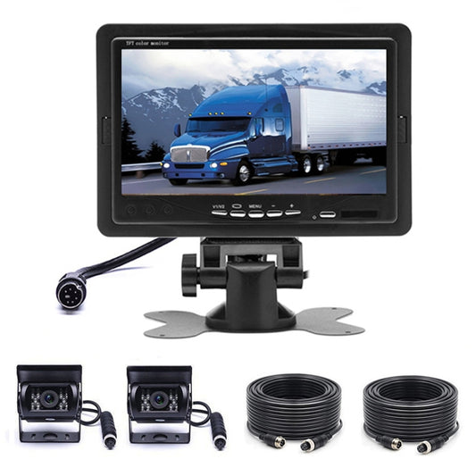 F0505 7 inch HD Car Dual Camera Rearview Mirror Monitor, with 2 x 10m Cable - Rear View Cameras by buy2fix | Online Shopping UK | buy2fix