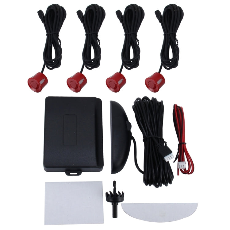 Car Buzzer Reverse Backup Radar System - Premium Quality 4 Parking Sensors Car Reverse Backup Radar System with LCD Display(Dark Red) - Radar Detectors by buy2fix | Online Shopping UK | buy2fix