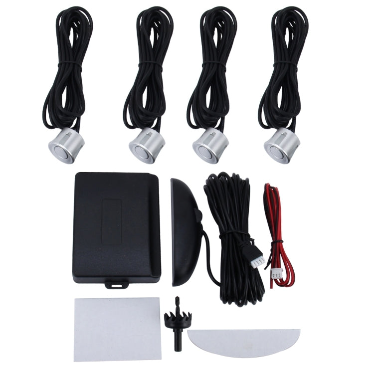 Car Buzzer Reverse Backup Radar System - Premium Quality 4 Parking Sensors Car Reverse Backup Radar System with LCD Display(Silver) - Radar Detectors by buy2fix | Online Shopping UK | buy2fix