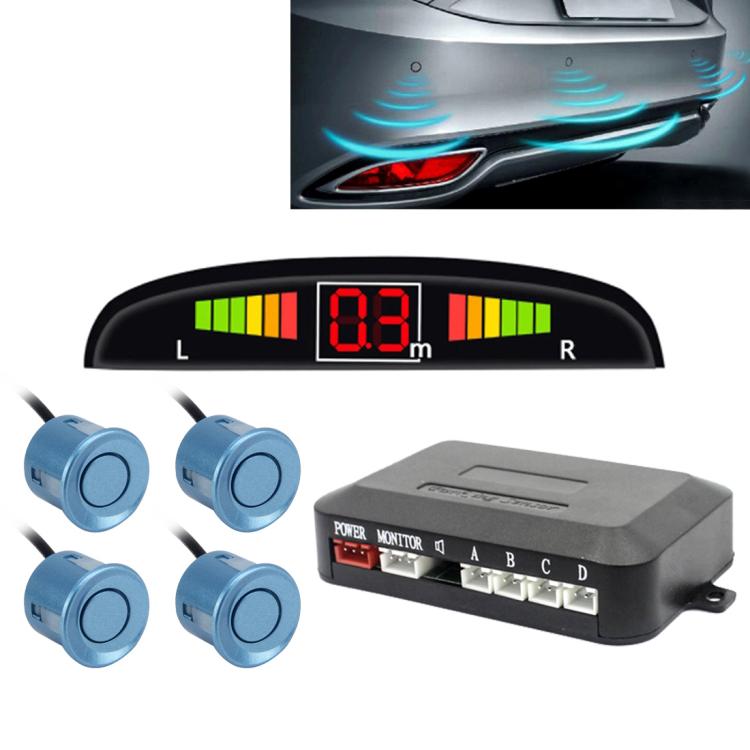 Car Buzzer Reverse Backup Radar System - Premium Quality 4 Parking Sensors Car Reverse Backup Radar System with LCD Display(Blue) - Radar Detectors by buy2fix | Online Shopping UK | buy2fix