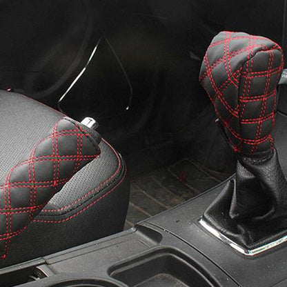 2 PCS Car Hand Brake Cover Shift Knob Gear Stick Cushion Sets Cover Car Accessory Interior Decoration Pad(Red) by buy2fix