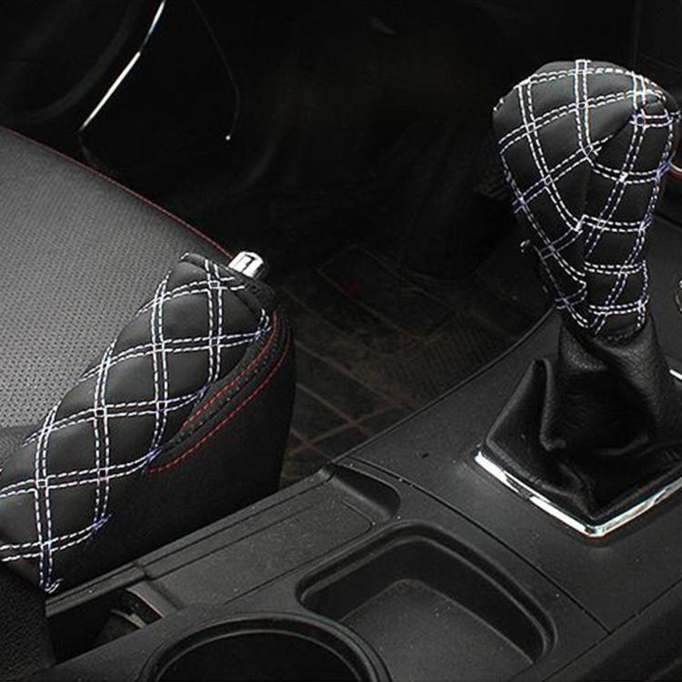 2 PCS Car Hand Brake Cover Shift Knob Gear Stick Cushion Sets Cover Car Accessory Interior Decoration Pad(White) - Shift Knob by buy2fix | Online Shopping UK | buy2fix