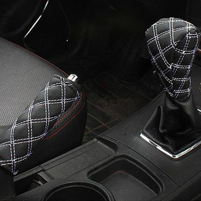 2 PCS Car Hand Brake Cover Shift Knob Gear Stick Cushion Sets Cover Car Accessory Interior Decoration Pad(White) - Shift Knob by buy2fix | Online Shopping UK | buy2fix