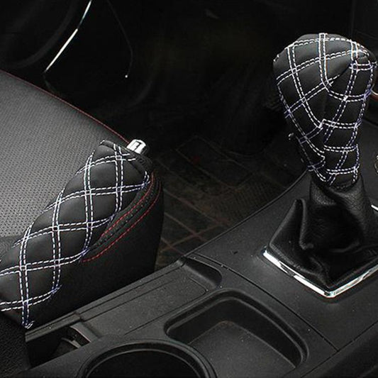 2 PCS Car Hand Brake Cover Shift Knob Gear Stick Cushion Sets Cover Car Accessory Interior Decoration Pad(White) - Shift Knob by buy2fix | Online Shopping UK | buy2fix