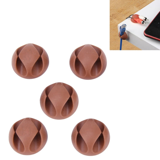 5 PCS Double Hole Cable Clips, Cable Management System and Cord Organizer Solution (Brown) by buy2fix