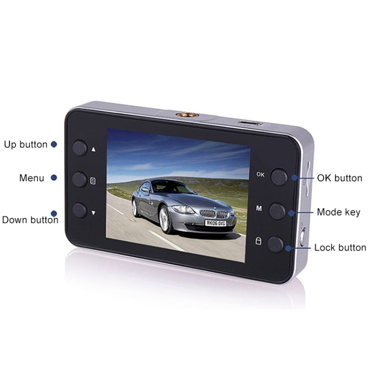 K6000 2.3 inch 90 Degrees Wide Angle Full HD 720P Video Car DVR, Support TF Card (32GB Max) / Motion Detection, with 2 Night Vision Fill Lights by buy2fix