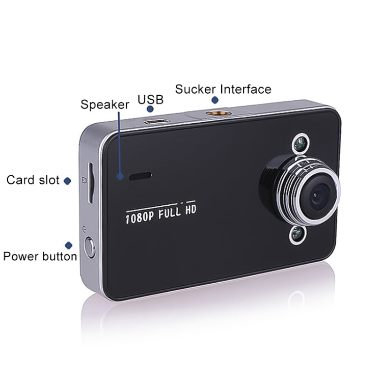K6000 2.3 inch 90 Degrees Wide Angle Full HD 720P Video Car DVR, Support TF Card (32GB Max) / Motion Detection, with 2 Night Vision Fill Lights by buy2fix