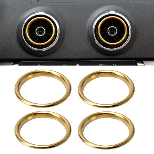 4 PCS Car Outlet Decorative Rings Aluminum Alloy Air Outlet Chrome Trim Ring Car Dashboard  Air Vents Cover Sticker Decoration for Audi A3(Gold) - Decoration Rings by buy2fix | Online Shopping UK | buy2fix