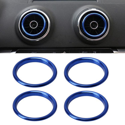 4 PCS Car Outlet Decorative Rings Aluminum Alloy Air Outlet Chrome Trim Ring Car Dashboard  Air Vents Cover Sticker Decoration for Audi A3(Blue) - Decoration Rings by buy2fix | Online Shopping UK | buy2fix