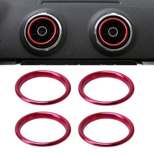 4 PCS Car Outlet Decorative Rings Aluminum Alloy Air Outlet Chrome Trim Ring Car Dashboard  Air Vents Cover Sticker Decoration for Audi A3(Magenta) - Decoration Rings by buy2fix | Online Shopping UK | buy2fix