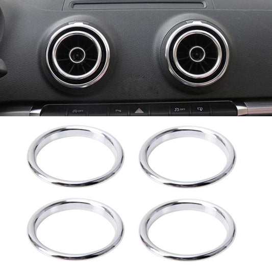 4 PCS Car Outlet Decorative Rings Aluminum Alloy Air Outlet Chrome Trim Ring Car Dashboard  Air Vents Cover Sticker Decoration for Audi A3(Silver) - Decoration Rings by buy2fix | Online Shopping UK | buy2fix