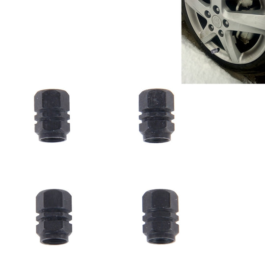Capuchon de tige de Valve de pneu universel en forme hexagonale plaqué métal SA, 4 pièces (noir)