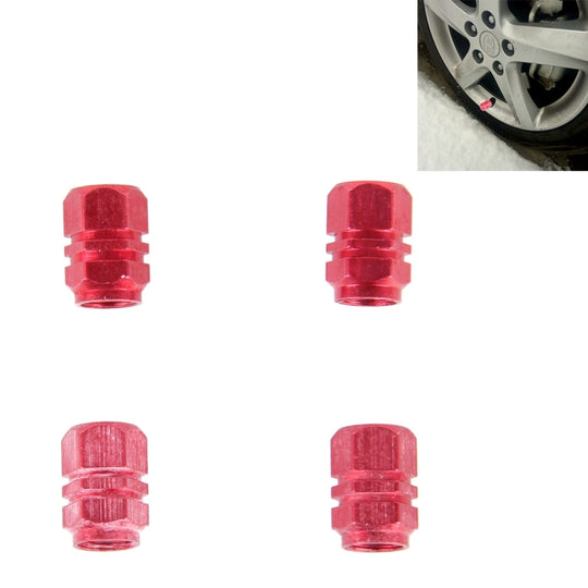 Bouchon de tige de Valve de pneu universel en forme hexagonale plaqué métal SA, 4 pièces (rouge)