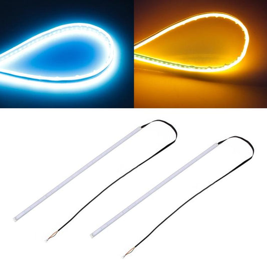 2 PCS 45cm DC12V 5W Ultra-thin Waterproof Car Auto Double Colors Turn Lights / Running Lights SMD-2835 LED Bulbs (Turn Lights: Yellow Light; Running Lights: Ice Blue Light) - Running Lights by buy2fix | Online Shopping UK | buy2fix