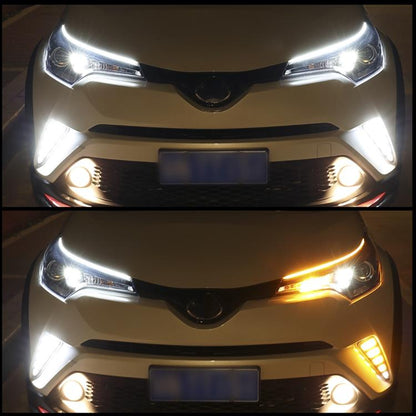 2 PCS 45cm DC12V 5W Ultra-thin Waterproof Car Auto Double Colors Turn Lights / Running Lights SMD-2835 LED Bulbs (Turn Lights: Yellow Light; Running Lights: Ice Blue Light) - Running Lights by buy2fix | Online Shopping UK | buy2fix