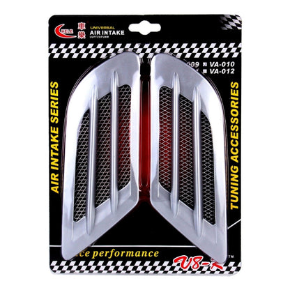 2PCS Euro Style Metal Decorative Air Flow Intake Turbo Bonnet Hood Side Vent Grille Cover With Self-adhesive Sticker(Grey) by buy2fix