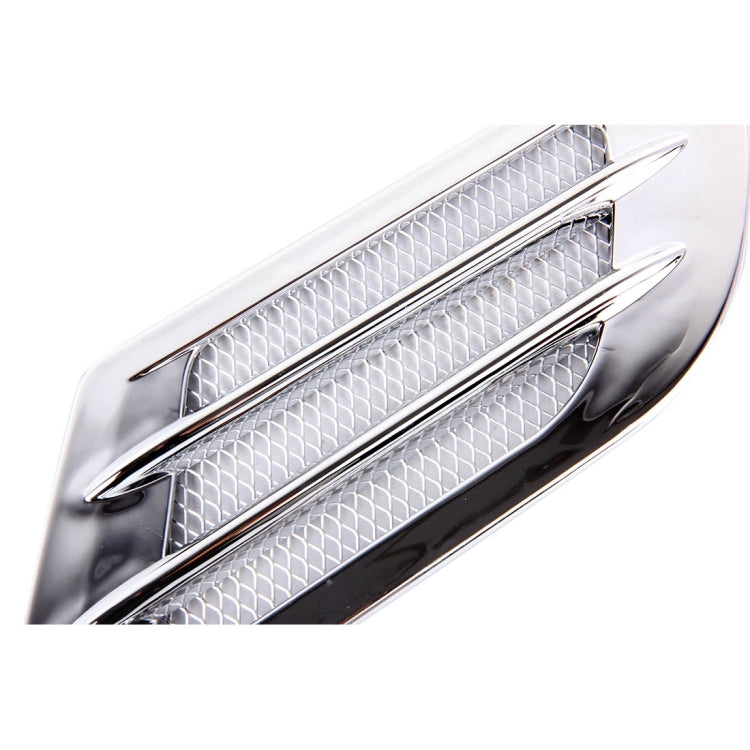 2PCS Euro Style Metal Decorative Air Flow Intake Turbo Bonnet Hood Side Vent Grille Cover With Self-adhesive Sticker(Silver) by buy2fix
