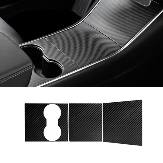 Car Central Control Panel Film Scratch-proof PVC Decorative Sticker for Tesla Model 3 before 2021(Carbon Fiber Black)