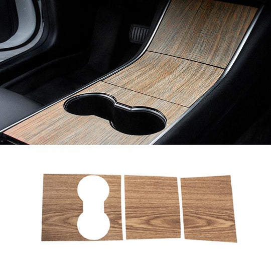 Car Central Control Panel Film Scratch-proof PVC Decorative Sticker for Tesla Model 3 before 2021(Wood)