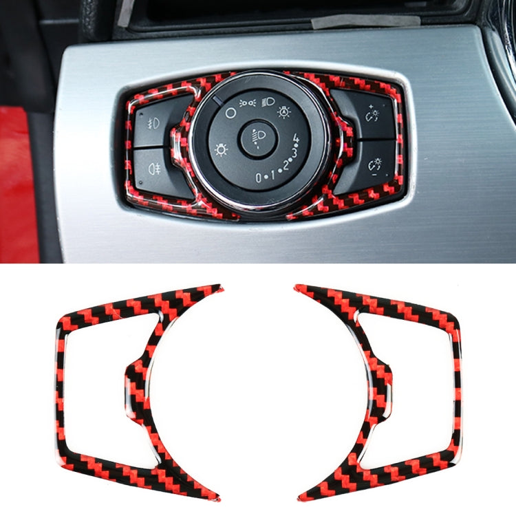 2 in 1 Car Carbon Fiber Headlight Switch Button Frame Decorative Sticker for Ford Mustang 2015-2020 by buy2fix