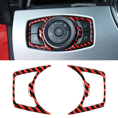 2 in 1 Car Carbon Fiber Headlight Switch Button Frame Decorative Sticker for Ford Mustang 2015-2020 by buy2fix