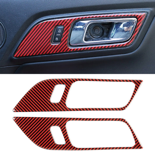 2 in 1 Car Carbon Fiber Inner Door Handle Decorative Sticker for Ford Mustang 2015-2020 by buy2fix