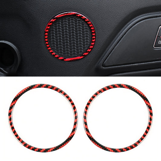 2 in 1 Car Carbon Fiber Door Horn Ring Small Size Decorative Sticker for Ford Mustang 2015-2020, Diameter: 8.3cm by buy2fix