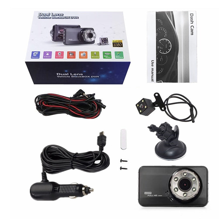 T638+ Car DVR USB Hidden Dual-lens Driving Recorder HD Reversing Video Monitor by buy2fix