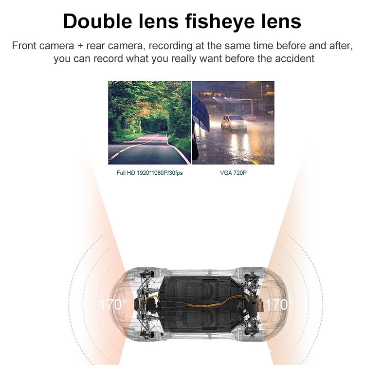 T638+ Car DVR USB Hidden Dual-lens Driving Recorder HD Reversing Video Monitor by buy2fix