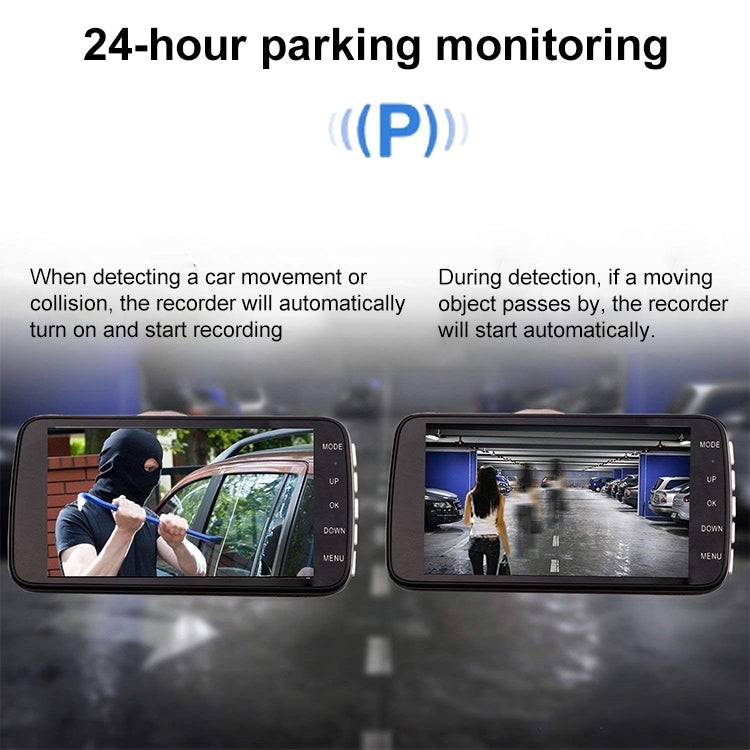 T638+ Car DVR USB Hidden Dual-lens Driving Recorder HD Reversing Video Monitor by buy2fix