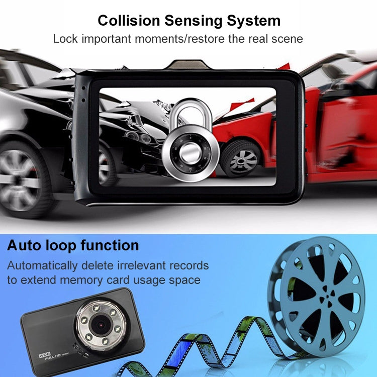 T638+ Car DVR USB Hidden Dual-lens Driving Recorder HD Reversing Video Monitor by buy2fix