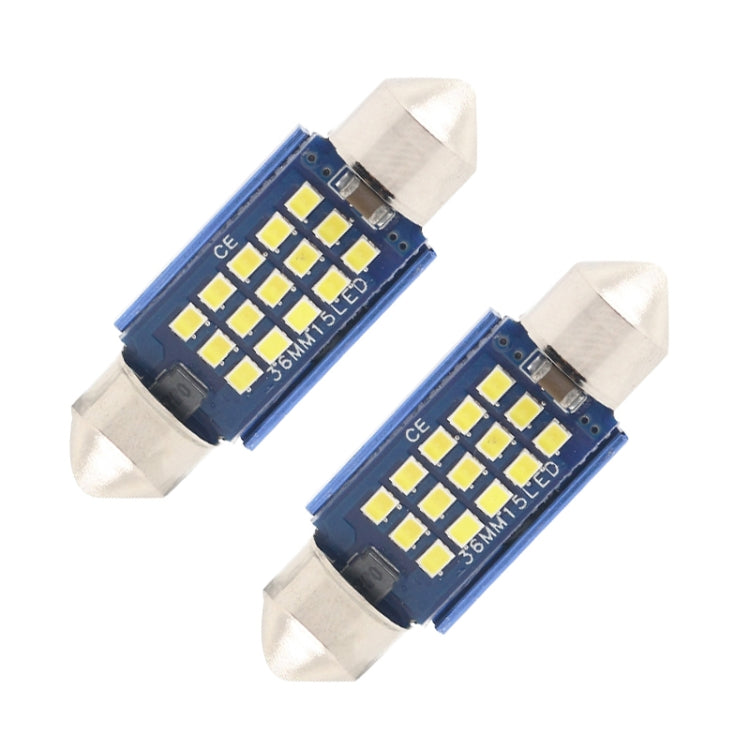 2pcs 36mm DC12-24V / 1W / 6000K / 60LM 15LEDs SMD Car Reading Lamp Dome Light by buy2fix