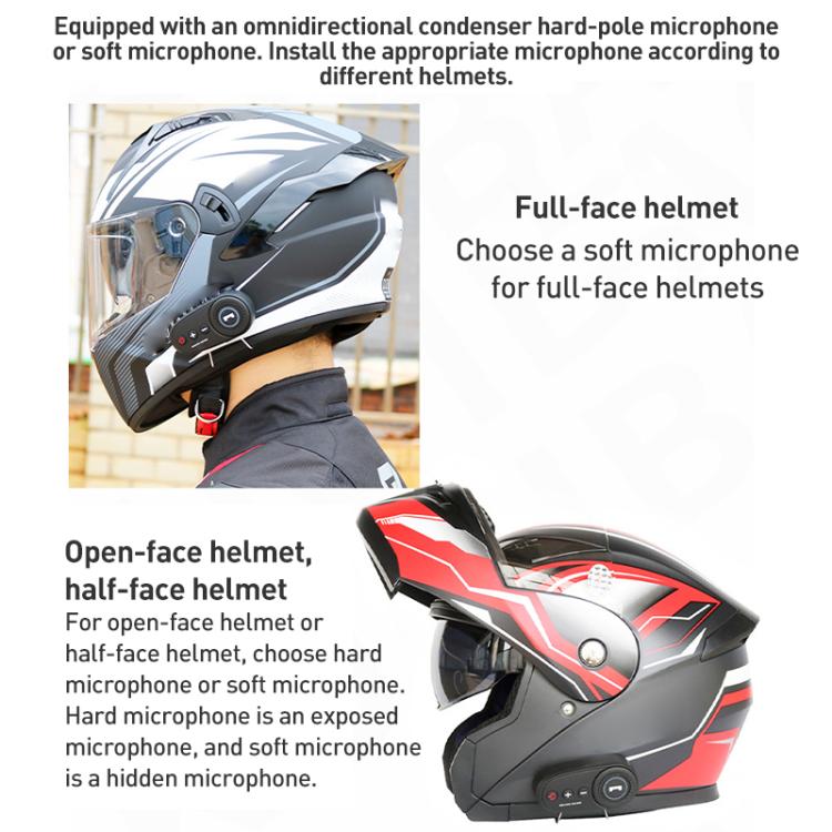 K10 Motorcycle Bluetooth Helmet Headset, Black Hard Pole Microphone - Helmets by buy2fix | Online Shopping UK | buy2fix