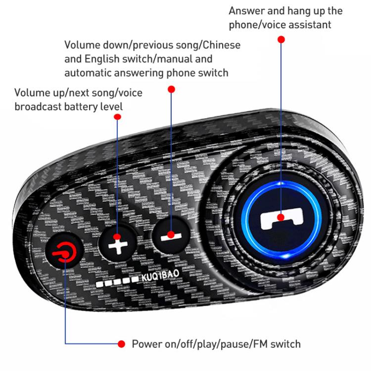 K10 Motorcycle Bluetooth Helmet Headset, Carbon Fiber Hidden Microphone - Helmets by buy2fix | Online Shopping UK | buy2fix