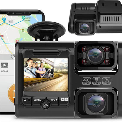 Z30 WiFi Dual-lens HD 2160P Non-light Night Vision 360-degree Panoramic Driving Recorder, GPS Version by buy2fix