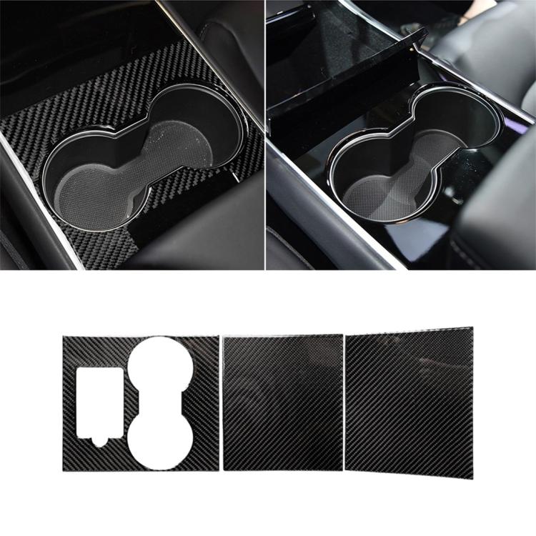 3 PCS Carbon Fiber Car Central Control Decorative Sticker for Tesla Model 3 by buy2fix