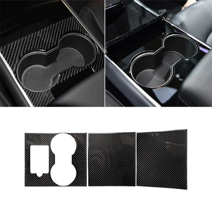 3 PCS Carbon Fiber Car Central Control Decorative Sticker for Tesla Model 3 by buy2fix