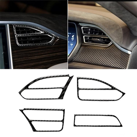 4 PCS Carbon Fiber Car Central Control Instrument Outlet Decorative Sticker for Tesla Model X, Suitable for Left Driving - Car Interior Mouldings by buy2fix | Online Shopping UK | buy2fix