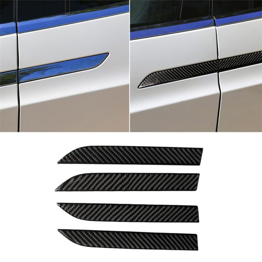 4 PCS Carbon Fiber Car Outer Door Handle Panel Decorative Sticker for Tesla Model X