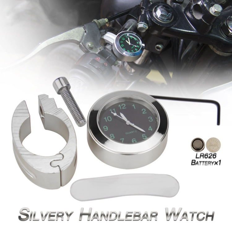 Motorcycle 22-25mm Handlebar Clock Quartz Watch with Lock (Silver) - Others by buy2fix | Online Shopping UK | buy2fix