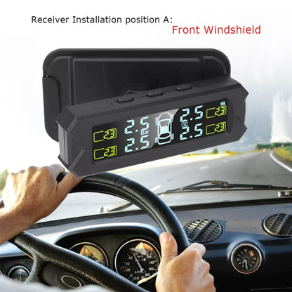Car High Precision Solar Charging Tire Pressure Monitoring System TPMS, Built-in Beep Sensor - Tire Pressure Gauges by buy2fix | Online Shopping UK | buy2fix
