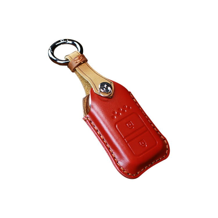 For Honda Car Cowhide Leather Key Protective Cover Key Case, Two Keys Version (Red) by buy2fix