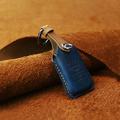 For Honda Car Cowhide Leather Key Protective Cover Key Case, Three Keys Tailgate Version (Blue) - Car Key Cases by buy2fix | Online Shopping UK | buy2fix