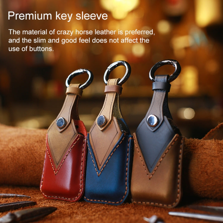 For Honda Car Cowhide Leather Key Protective Cover Key Case, Three Keys Tailgate Version (Blue) - Car Key Cases by buy2fix | Online Shopping UK | buy2fix