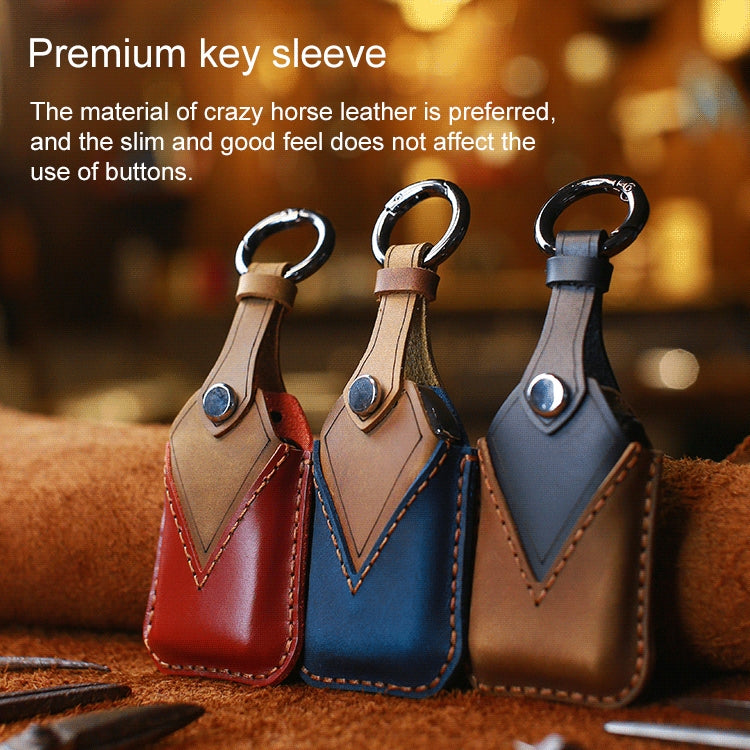 For Honda Car Cowhide Leather Key Protective Cover Key Case, Four Keys Version (Blue) by buy2fix