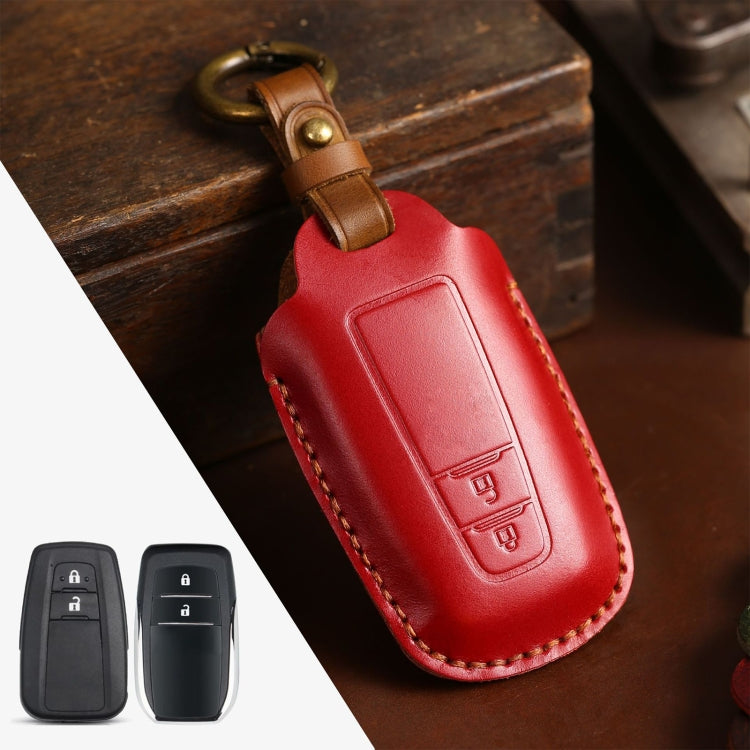 For Toyota Car Cowhide Leather Key Protective Cover Key Case, Two Keys Version(Red) by buy2fix